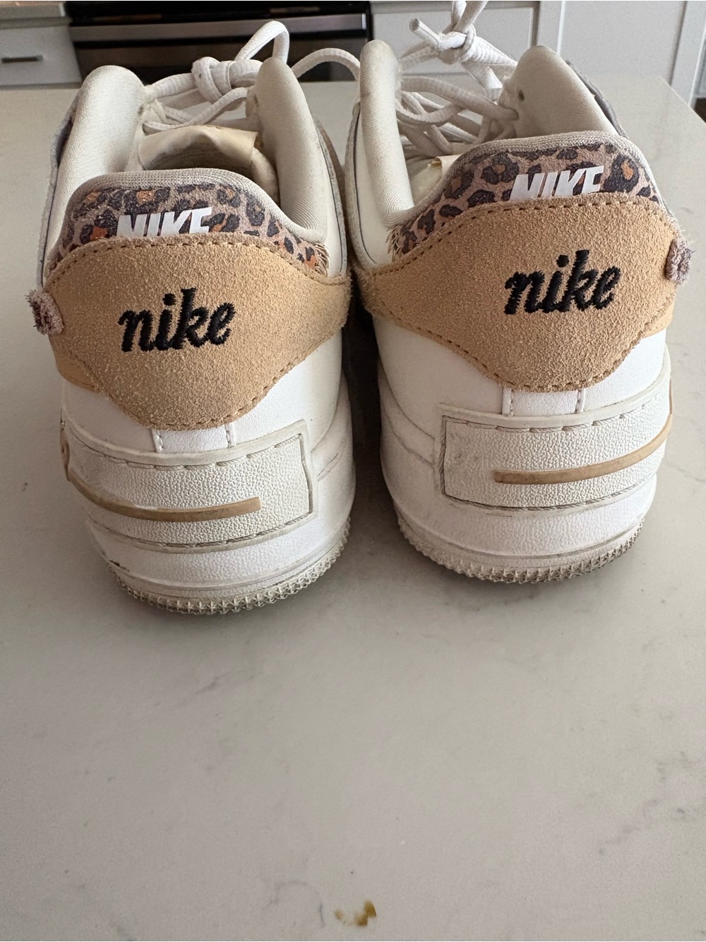 Nike Air Force 1 Low — White with Tan & Leopard Print - Picture 3 of 4